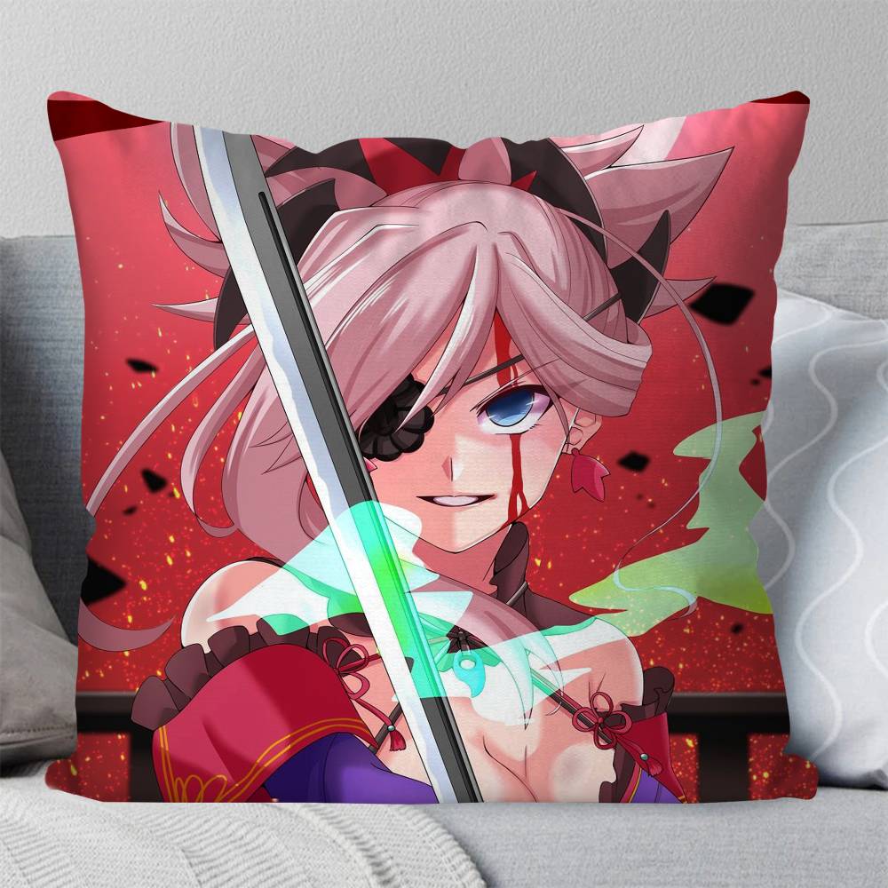 Miyamoto Musashi Animated Game Fate Grand Order Pillow Case Fashion Square Pillowcase Bedroom Sofa Room Ins Decoration Leisure