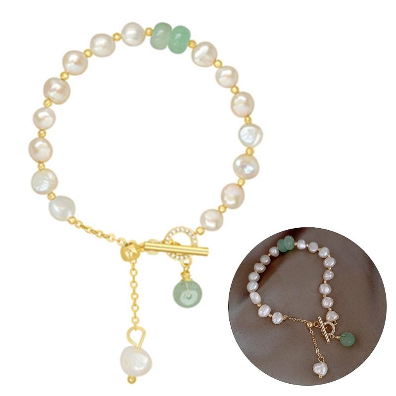 Trendy Women Bracelet with Irregular Pearls Crystal Chain Bracelet Delicate Wrist Jewelry for Stylish Occasions Jewelry