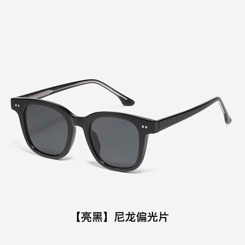 

Luxury and high-end sunglasses for both men and women, nylon polarized sun glasses, UV protection, face-slimming glasses, new 35025-【Bright Black】N