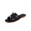 Solid Color One-word Slippers Spring and Summer Outer Wear Ins Beach Non-slip Cool Slippers Large Size