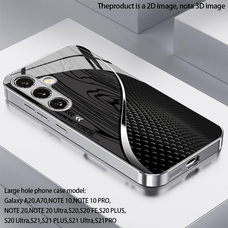 Gray Geometric Pattern 2D Phone Case for Samsung S26 S25 S24 S23 S22 S21 S20 A56 A36 A16 - Electroplated Glass Protective Cover