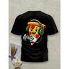 European Sizes Vibrant Gaming Tee Vibrant Men's 3D Pizza Gaming Graphic T-Shirt Casual Round Neck, Comfort Fit Tees For Men