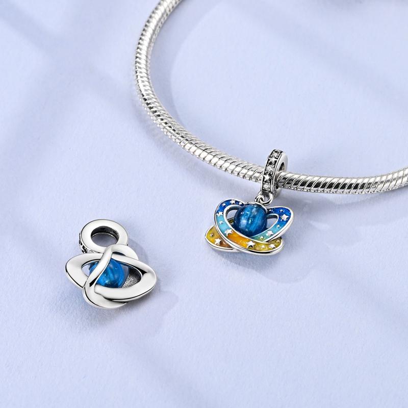 Charms Plata Luminous And Colorful Planet Stars Pendant Fit Original Bracelets Charms For Women Jewelry Diy Making Gifts