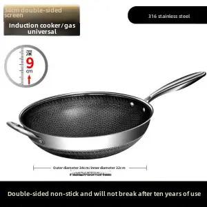 Stainless Steel Wok Honeycomb Non-stick Skillet Household Wok Induction Cooker Gas Cooker Wok Pan Pan Pan Set