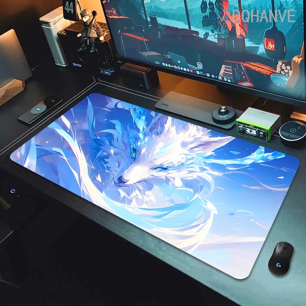 Fox Large Gaming Mousepad XXL Gamer Mouse Pad Office Long Table Accessories Mouse Mat Kawaii Desk Mat For Girl Decorates Bedroom