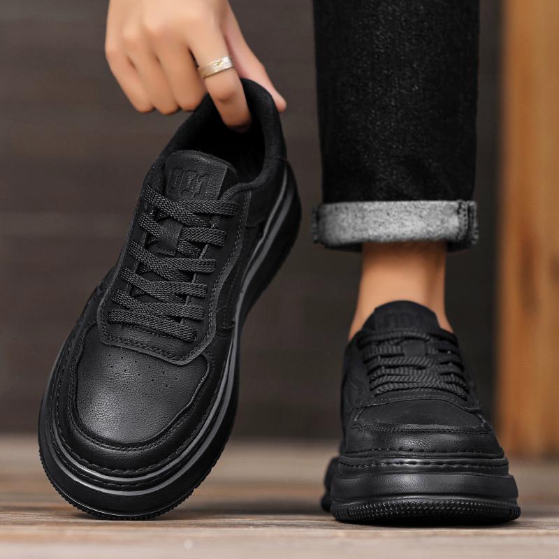 Summer black business casual leather shoes feeling board shoes sports platform heightening shoes