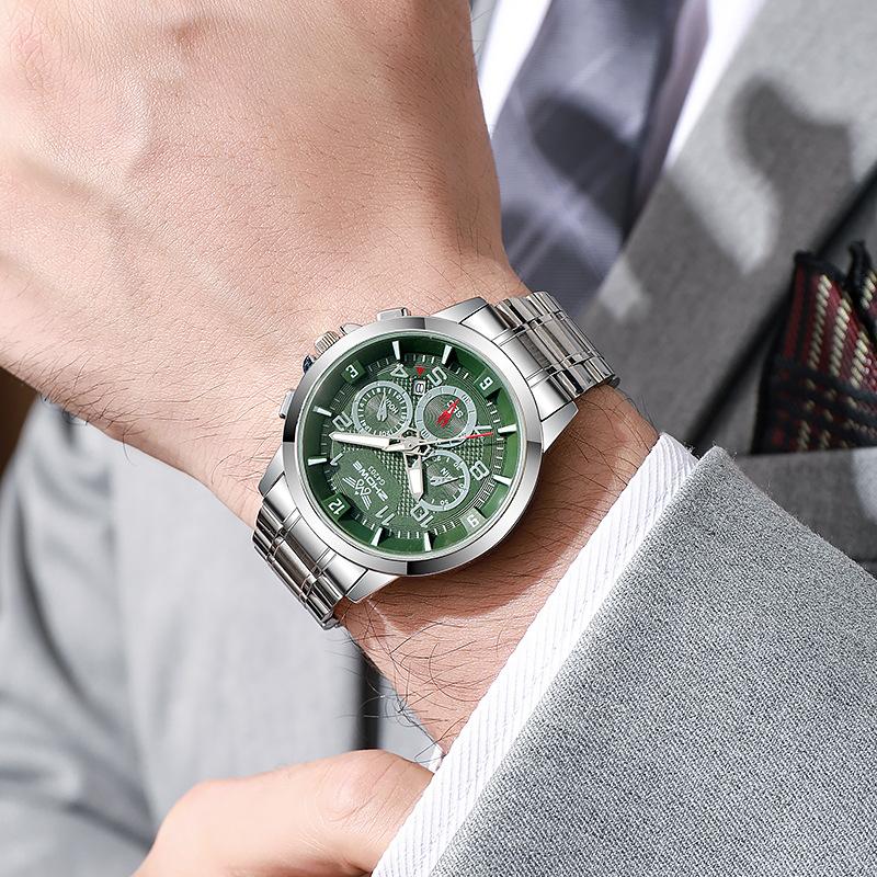 Casual Fashion Steel Belt Calendar Men'S Quartz Watch