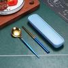 Nordic Style Portable Cutlery Set for One - Includes Knife, Fork, Spoon, and Chopsticks - Perfect for Office Workers and Students.