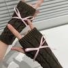 Korean Knitted Gloves Women's Bow Hand Warmer Winter Gloves Fashion Black Pink Knitted Thicken Mitten Fingerless Mittens
