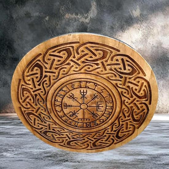 60.96 Cm Viking Shield Vegvisir, Wood Wall Art, Home Decor, Fathers Day Gift For Him, Handmade Gift for Him,Wall Hangings