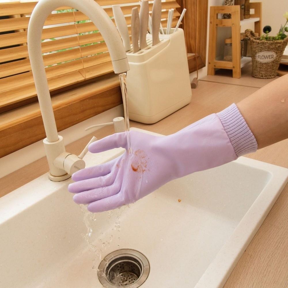 Waterproof Dishwashing Gloves Warm Fleece Laundry Gloves Durable Cleaning Gloves Women