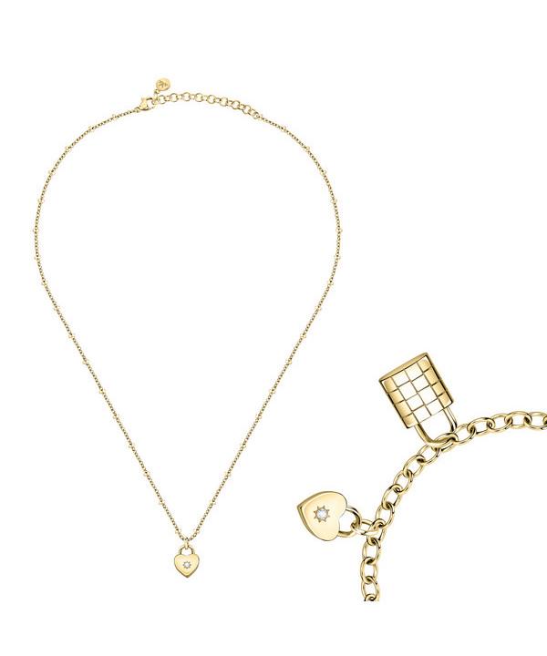 Morellato Abbraccio Halskette und Armband aus goldfarbenem Edelstahl SAUB19 für Damen