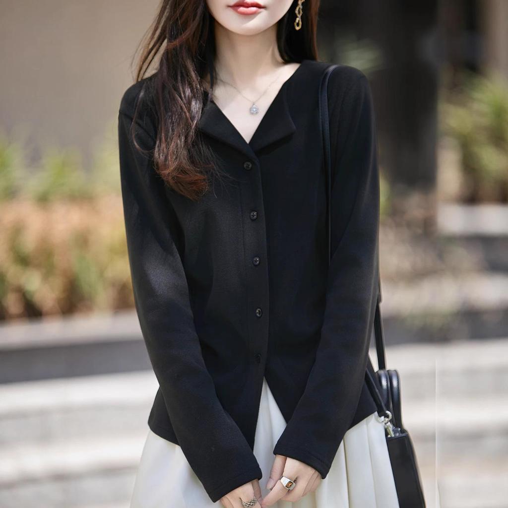 Semišová ležérní dámská košile s ohrnovacím límcem - Podzim/Zima Hřejivá Slim Fit