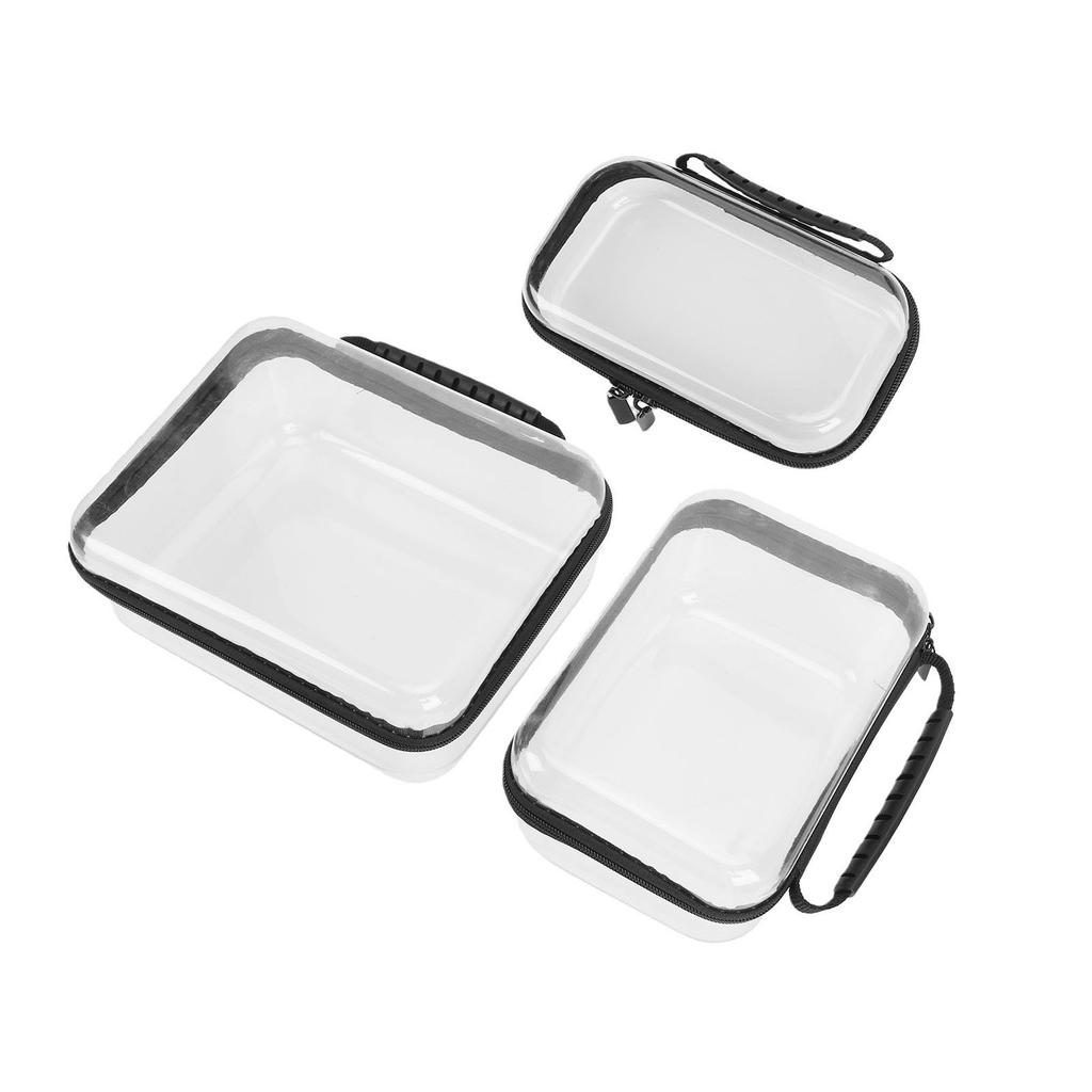 3 Pcs Clear Hard Zipper Pouches Bottom Deepened Water Proof See Through Hard Organizer Pouches Large Medium Small Sizes