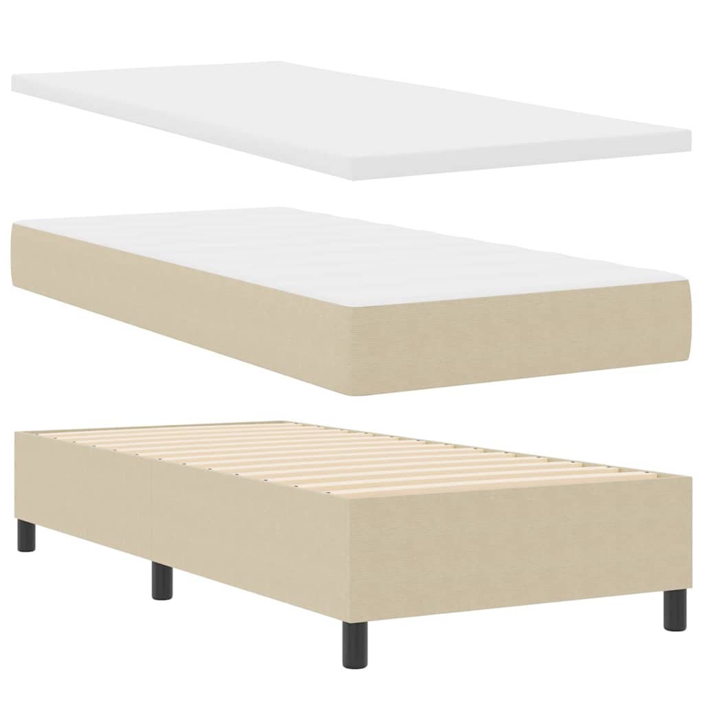 LED Box Spring Bed In Light Grey and White 80 X 200 Cm Cord Fabric