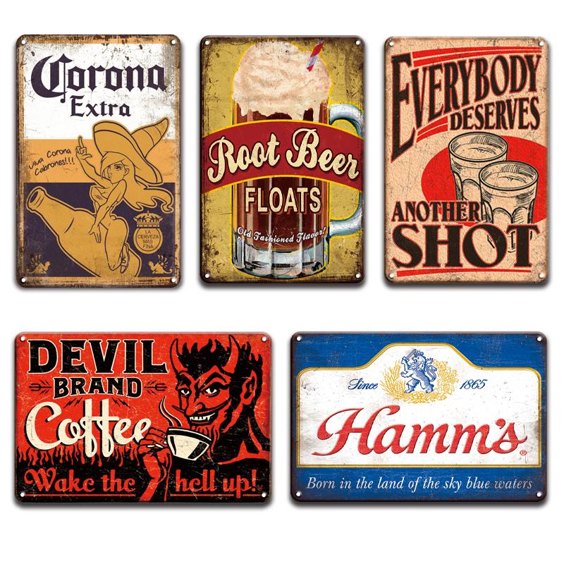 Corona Cocktail RUM Metallschild Geschenk Vintage Pub Küche Home Decor Shabby Chic Regeln Blechschild Cafeteria Dekoration Zubehör