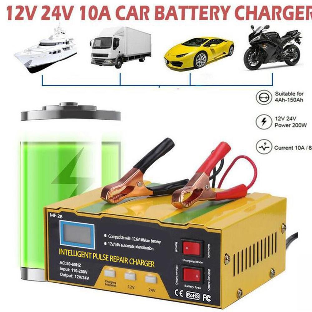 12V/24V Plně automatická nabíječka autobaterií LCD displej Inteligentní pulzní oprava Nabíječka baterií 180W Nabíječka pro nákladní automobily a motocykly