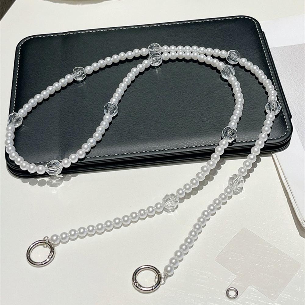 Perlebesatt Telefon-Lanyard Crossbody 1,2m Anti-Mistet Telefon-Smykkekjeder med Festelapp