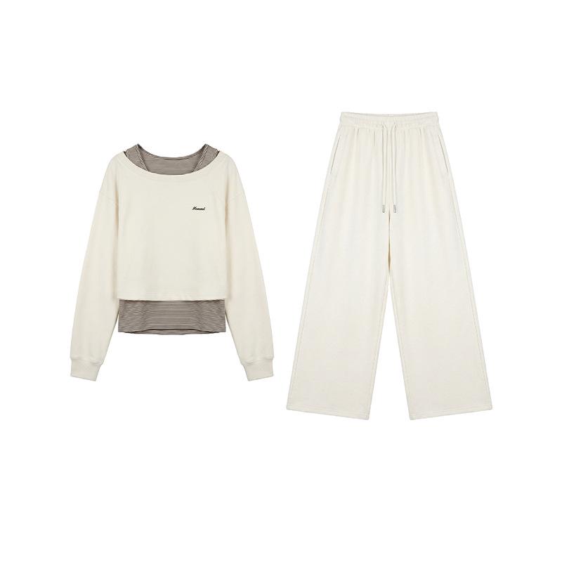 

The Mind 2026 Spring Three-Piece Set: Casual Hoodie, Striped Vest, Trousers T6236C Small абрикосовый света