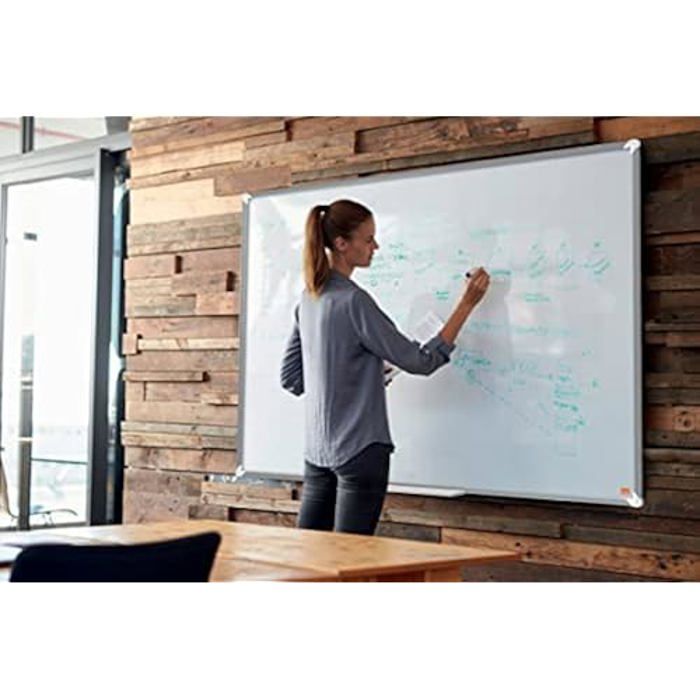Tableau Blanc Magnétique Émaillé - NOBO - 1200 x 900mm - Cadre Aluminium - Garantie 25 ans