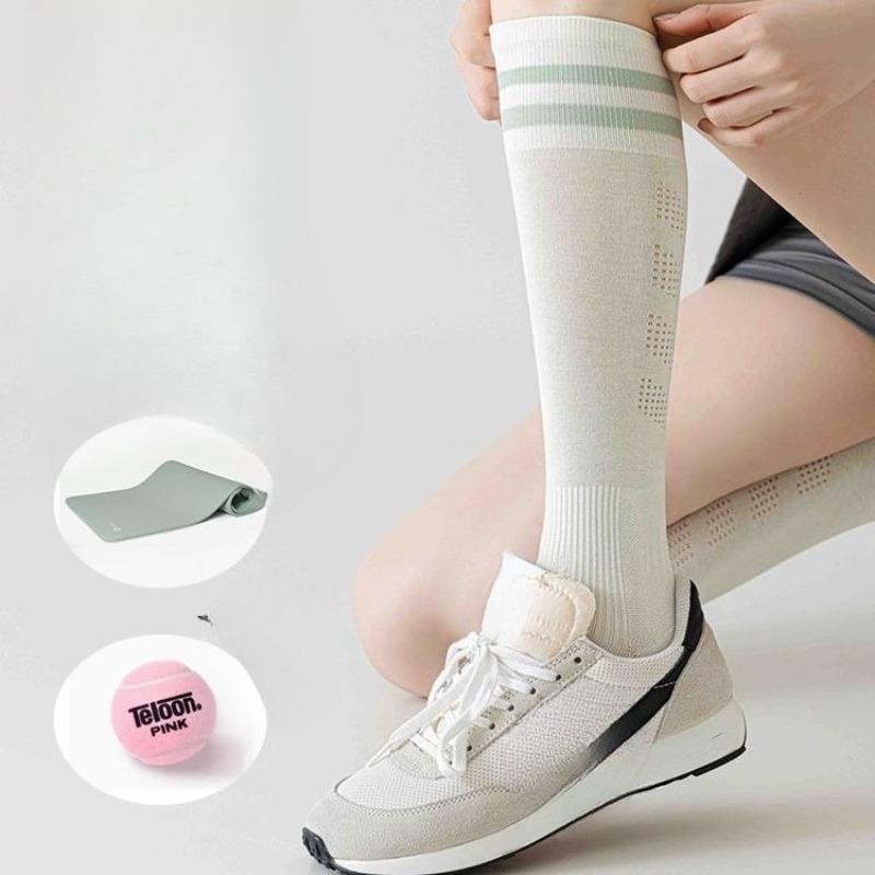 Sports Long Compression Socks, Tennis Socks, Women's Micro-pressure Massage Sole Calf Socks, Summer Thin Fitness Running Socks