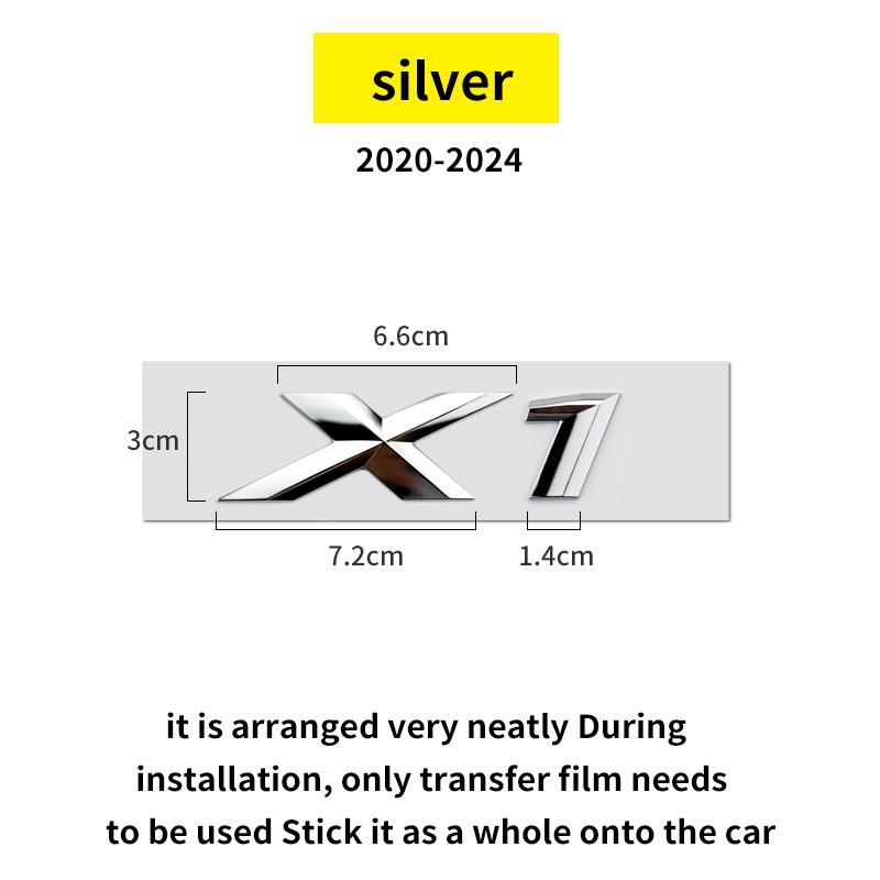 Suitable for BMW X1 X2 X3 X4 X5 X6 X7 F49 U12 F39 G08 G18 F15 F25 F26 G01 G02 G05 G06 G07  and Tail Letters Silver Black