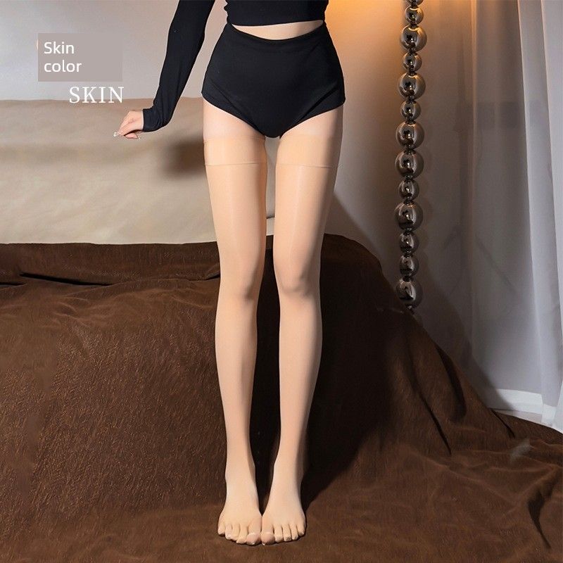 Oily Light Hose Toe Socks Horse Oil Stockings Five Fingers Women Ultra-Thin Spring and Autumn Sexy Shiny Silky Boots\n Black Silk