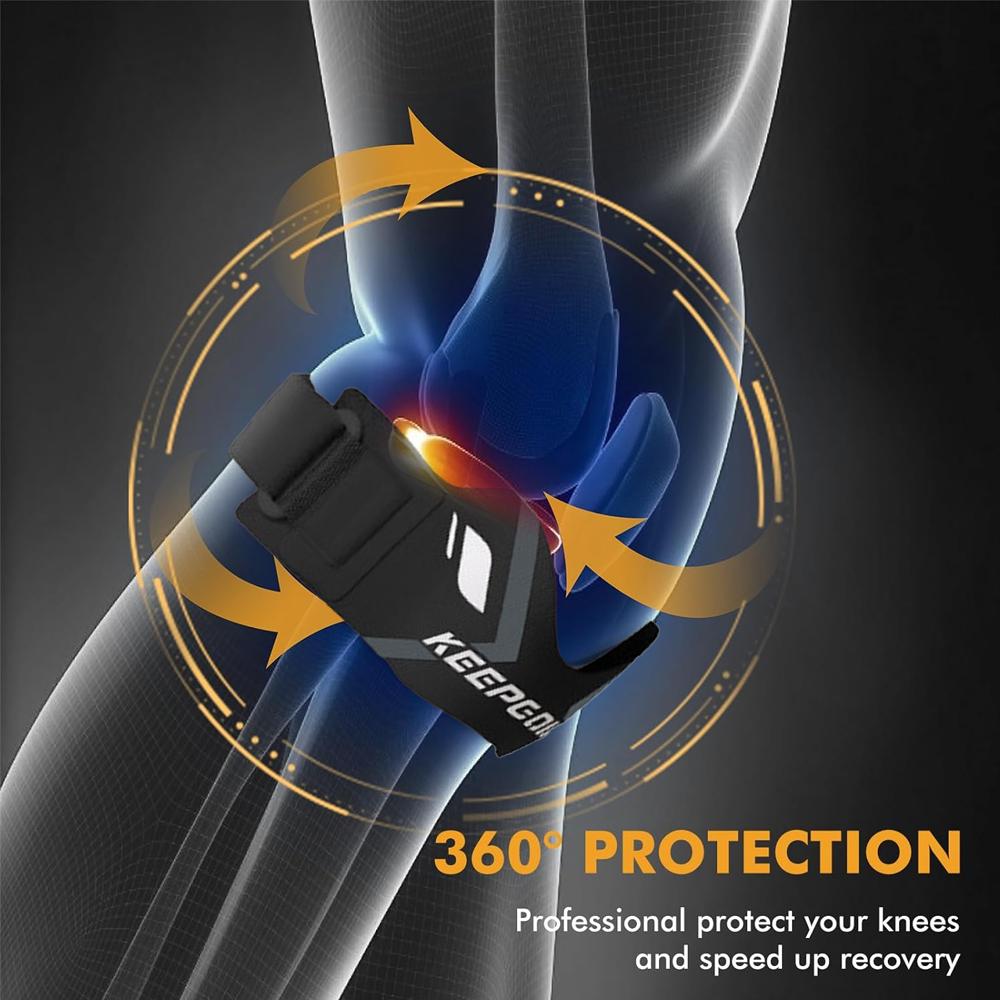 1Pc Patellar Tendon Support Strap - Adjustable Non-Slip Patella Band Stabilizer Knee Brace For Hiking, Running, Jumpers Knee