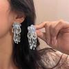 Blue Flower Beaded Ins Wind Earrings, Foreign Style Design, High-end Long Temperament Fringed New Earrings, Stud Earrings for Women