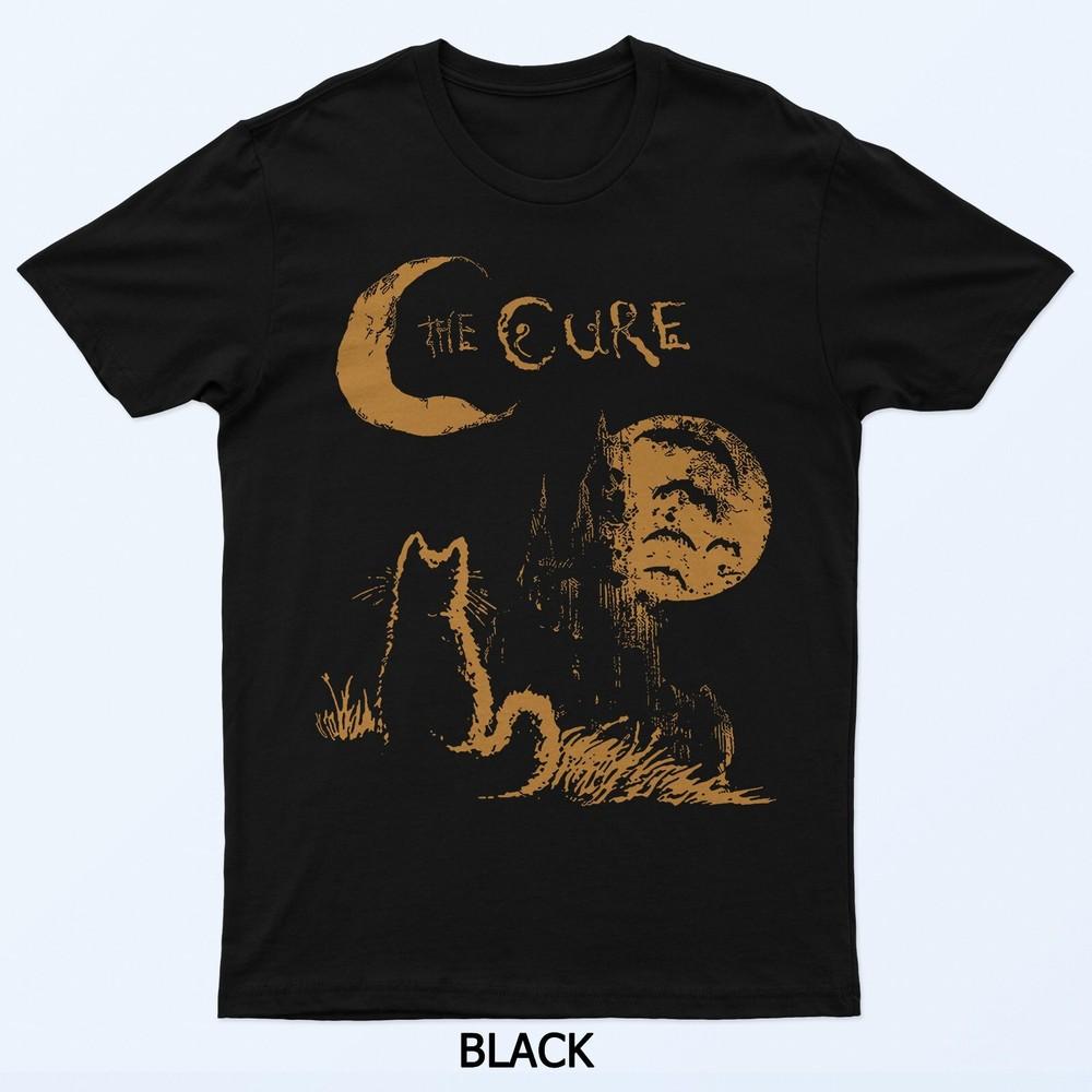 The Cure Vintage Kočka Měsíc Vtipné The Cure Milovník Koček Ženy Muži Trička Tričko