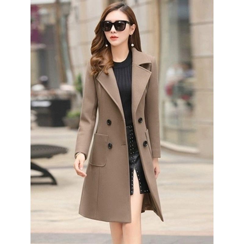 Work Clothing Double Breasted Slim-Fit Woolen Coat Suit Collar