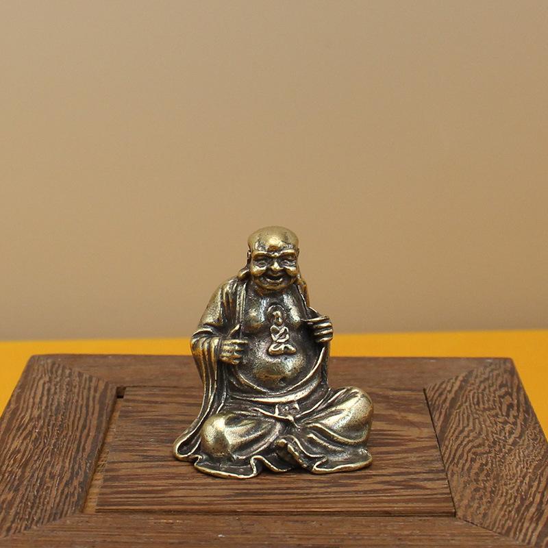 All Brass Eighteen Arhat Ornaments Collection Antique Retro Dragon and Tiger Tabletop Copper Ornaments Solid Mini Copper Man