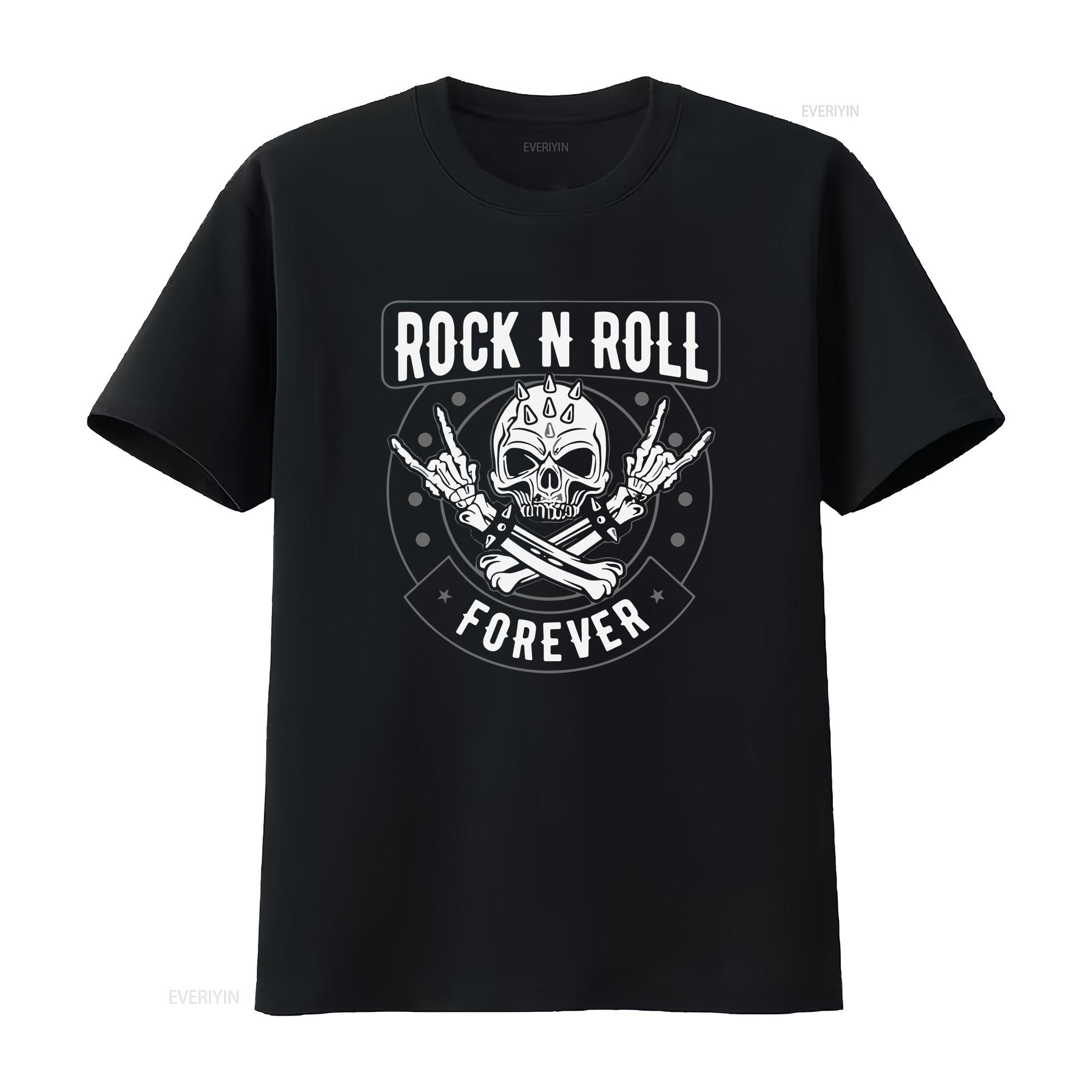 

Rock and Roll forever unisex T shirt 80s 90s music vintage Washed designer clothes fashion Casual streetwear Slightly graphic 4XL