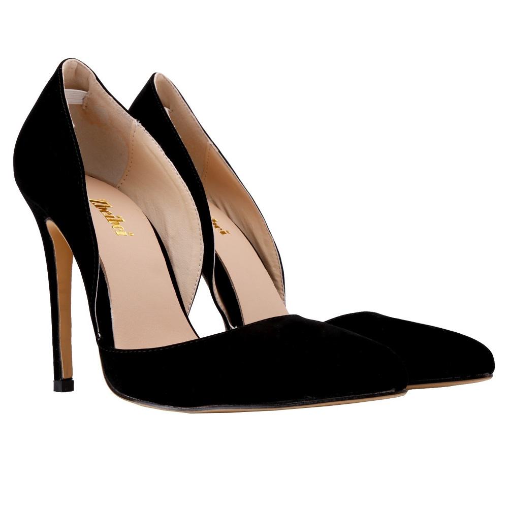 Klassiske Vår Damepumper Sexy Fløyel Spiss Tå Høye Hæler Sko Bryllupsfest Sko