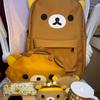 Kawaii Bear Rilakkuma Backpack Cute Anime Cartoon Bear Brown Large Capacity Backpack Stylish Casual Student School Bag Gift