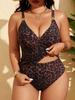 Europe and America 1011 new leopard print split two-piece large size swimsuit women's deep V high waist bikini swimsuit