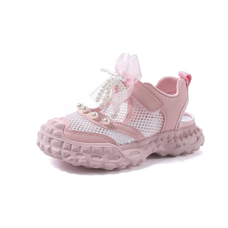 Girls Summer Sports Sandals Hollow Butterfly Knot Mesh Breathable Shoes Soft Sole Casual Sneakers size 26 розовый