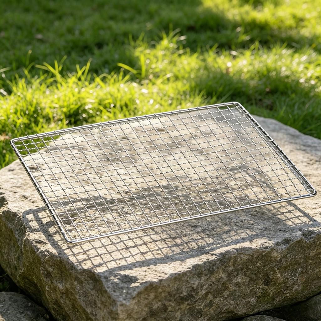 Compact Pure Titanium Grill Net - Lightweight & Durable for Outdoor BBQs, Camping, Picnics
