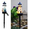 Blue and White Solar Lighthouse Decorative Lights, Cute DIY Resin Floor Lamp for Garden and Yard Decor, Waterproof Wireless LED Lights with