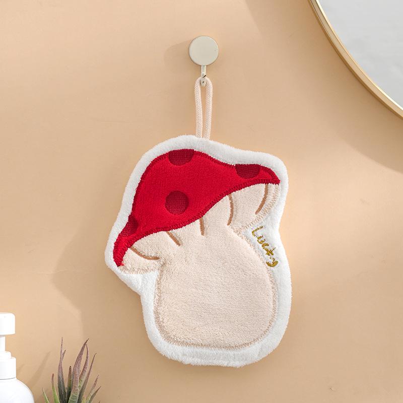 Cute Cartoon Quick-Dry Hanging Towel - Thickened Coral Fleece for Kitchen & Bathroom Use