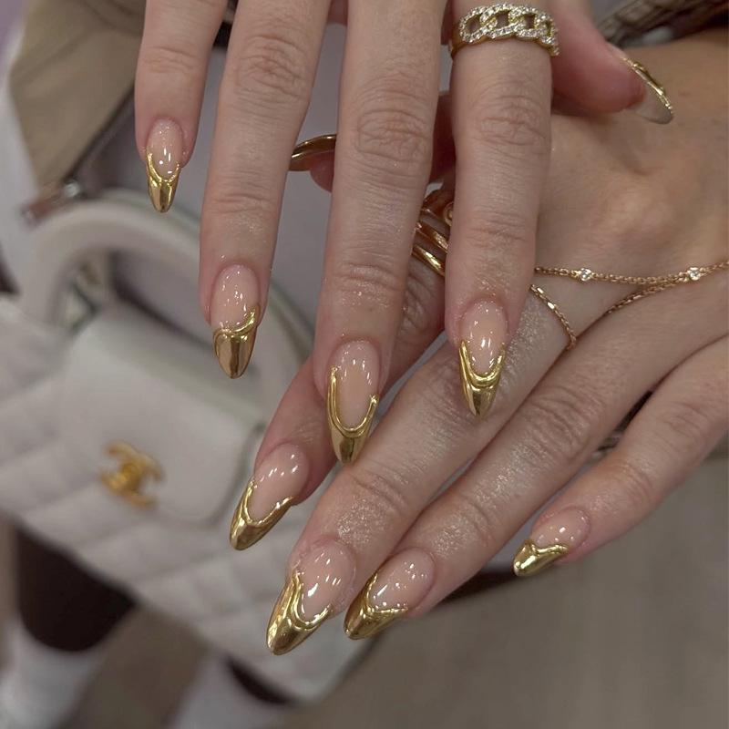 Long Wear Flash Color Diamond Bow False Nails - European & American Style