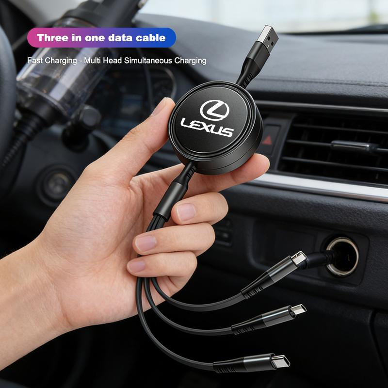Car Charging Data Cable Extension Three In One Auto Fast Charger For Lexus F-SPORT ES RX NX LS UX LM LX GX LC RZ IS CT GS RC HS