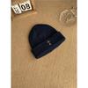 Fall/Winter Street Fashion Distressed Knit Cap for Men and Women, Versatile Retro Metal Cross Emblem Wool Hat, Couple Beanie Cap