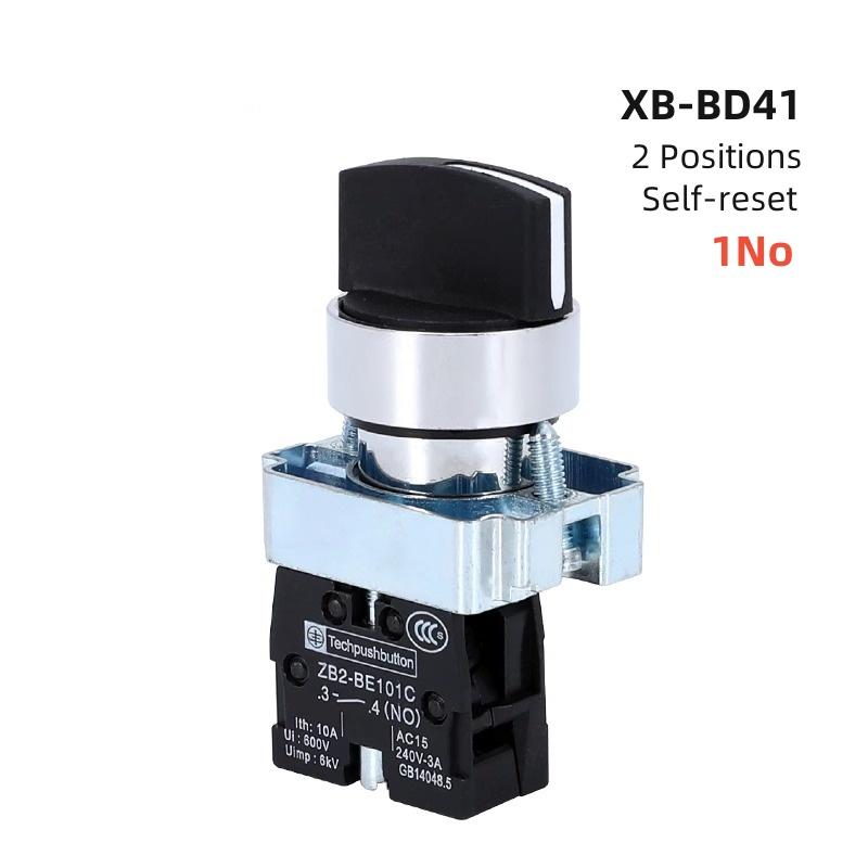 22mm XB2-BD21 BD33 BD41 BD53 1NO/2NO/1NO1NC 2/3 Position Self Locking / Self Resetting Selector Knob Switch