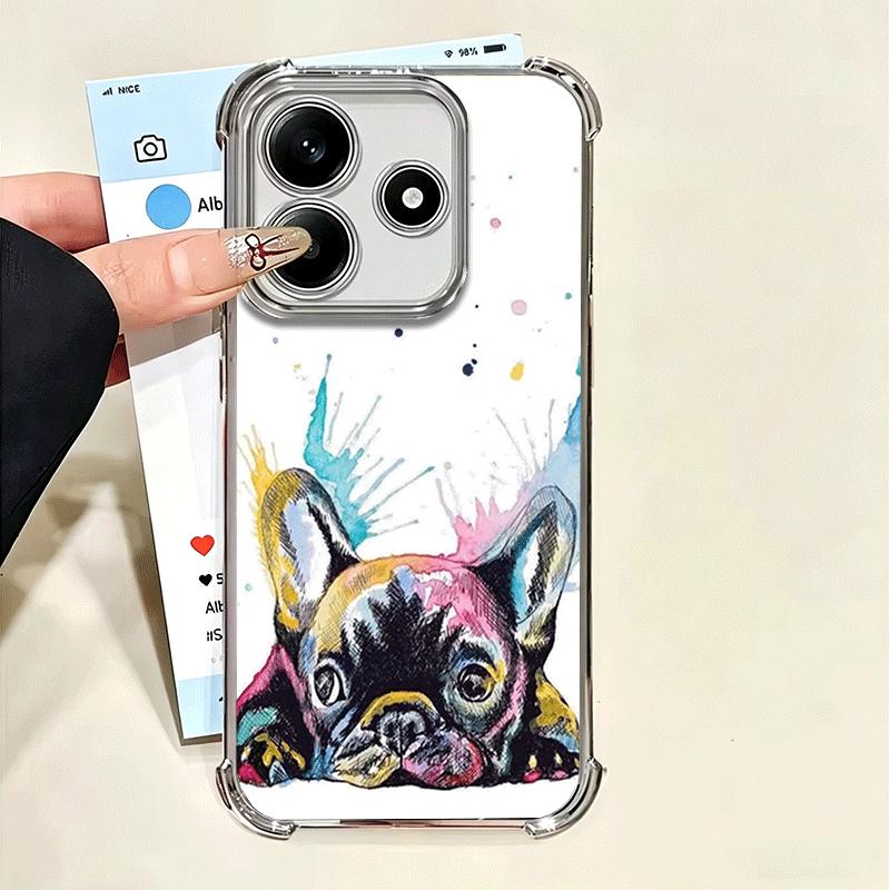 French Bulldog Dog Pug Design Plating Phone Case For Xiaomi Poco X5 X6 X7 X8 Pro Max F8 Ultra F7 M8 M7 M5S Redmi 15C 15 14C 13C