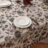 Retro Black Floral Tassel Tablecloth – Rectangular, American French Pastoral Style Coffee Table Cover.