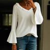 2025 New Women's Spliced Long-sleeved V-neck Fashion Solid Color Loose and Versatile Casual T-shirt Tops