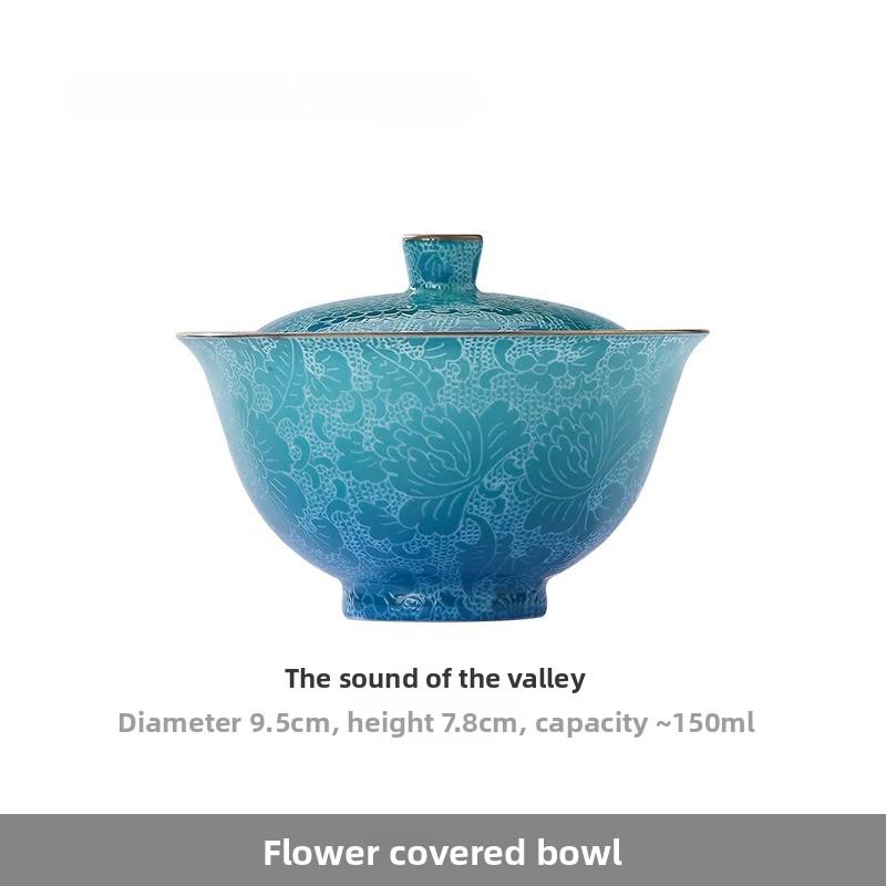 Handmade Ceramic Teacup Double Color Carved Floral Chinese Gongfu Tea Set Personal Master Cup for Tea Ceremony Festival Gift