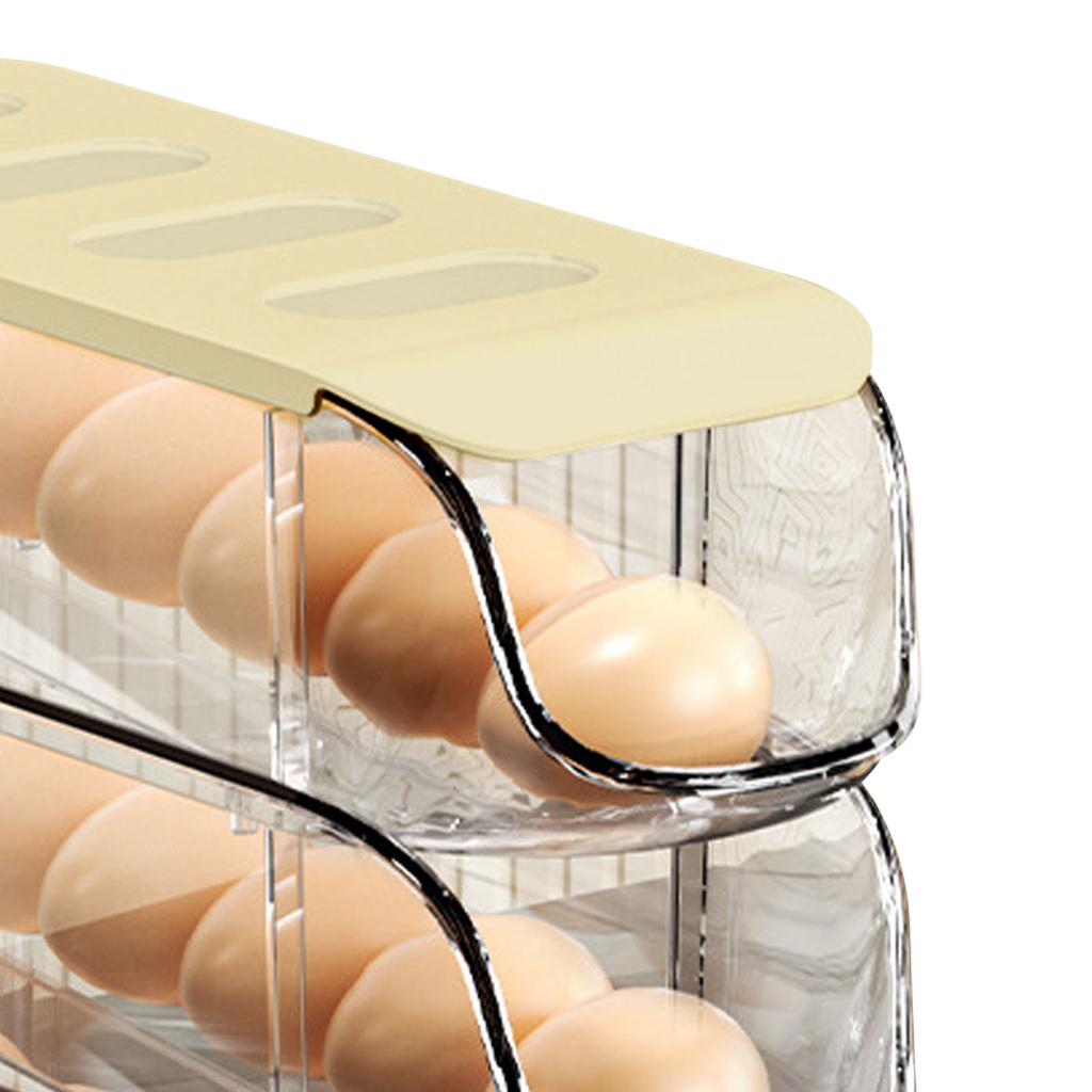 Recipient pentru ouă 3BUC pentru frigider, din plastic stivuibil, cu rulare automată pentru ouă, cutie de depozitare pentru