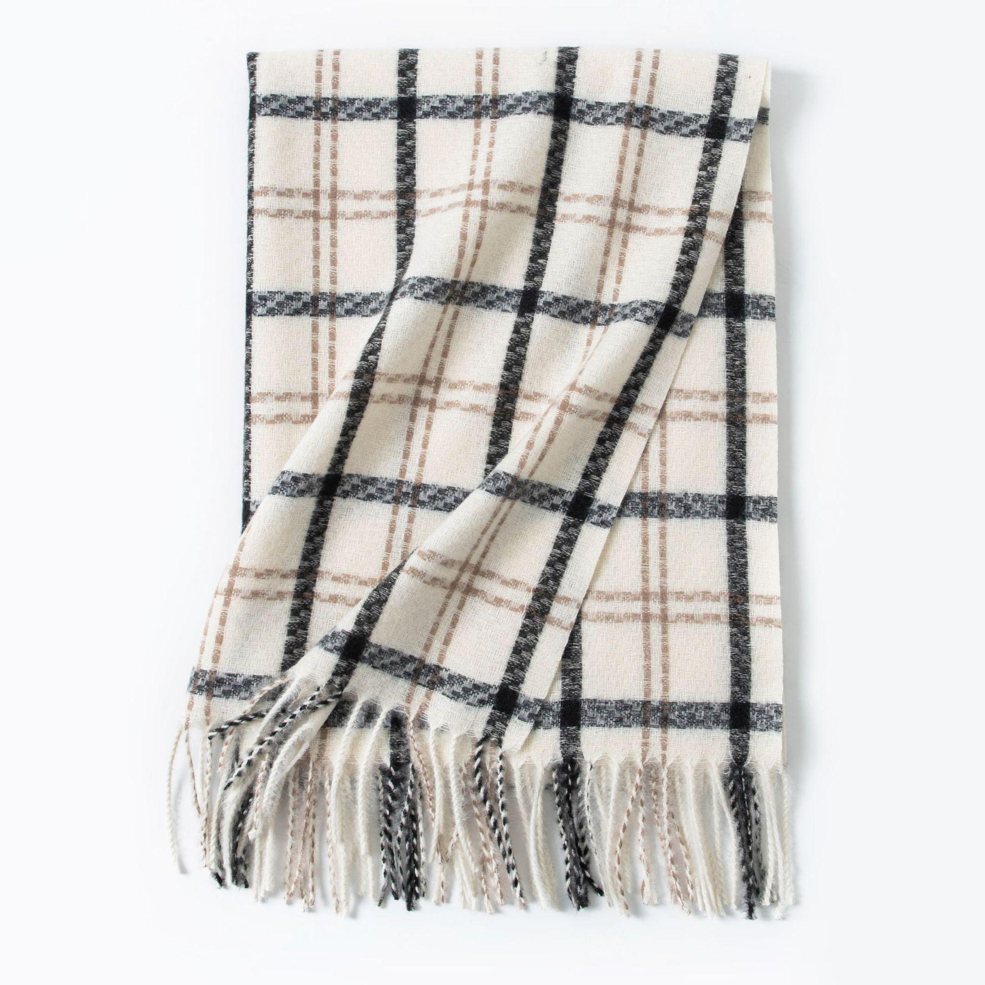 

New Korean Style Sweet and Warm Faux Cashmere Scarf Checkered Student Couple Winter Thickened Warm Scarf 62*200cm